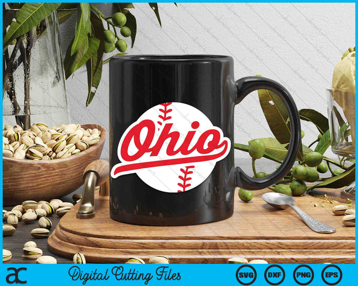 Ohio honkbal Vintage Ohio Pride Love City rode SVG PNG digitale snijbestanden 