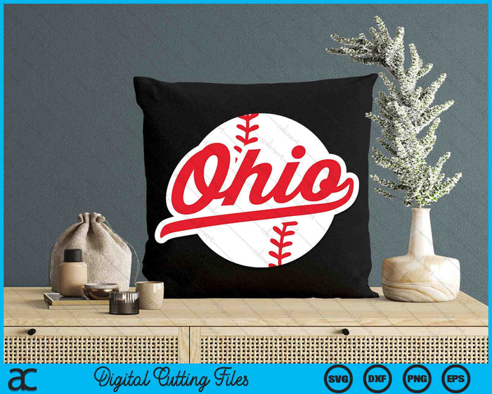 Ohio honkbal Vintage Ohio Pride Love City rode SVG PNG digitale snijbestanden 