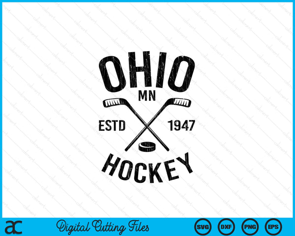 Ohio Minnesota Ice Hockey Sticks Vintage Gift SVG PNG Digital Cutting Files