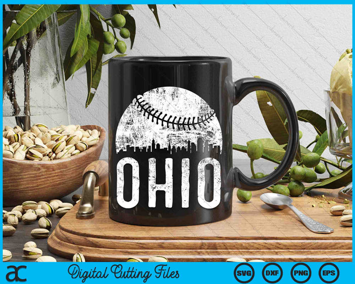 Ohio Skyline Vintage Ohio Baseball SVG PNG Digital Cutting Files