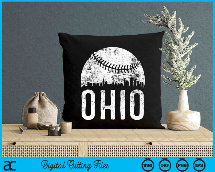 Ohio Skyline Vintage Ohio Baseball SVG PNG Digital Cutting Files