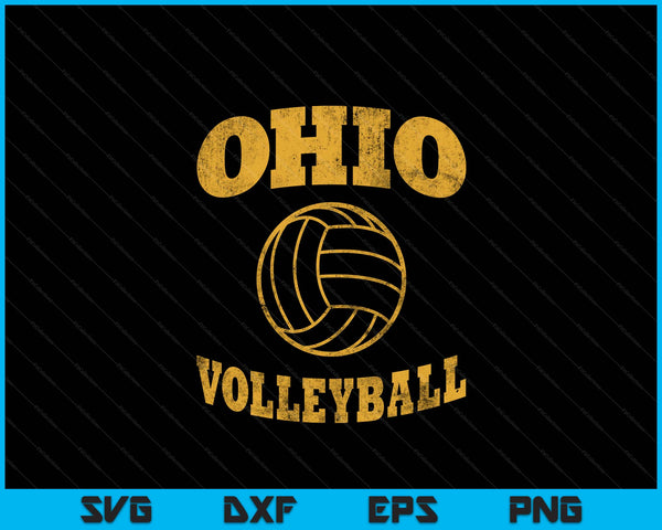 Ohio Volleyball Classic Vintage Distressed SVG PNG Digital Cutting Files