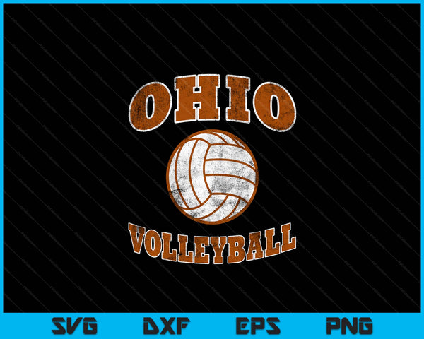 Ohio Volleyball Vintage Distressed SVG PNG Digital Cutting Files