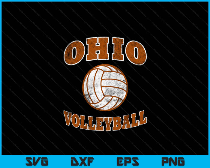 Ohio Volleyball Vintage Distressed SVG PNG Digital Cutting Files