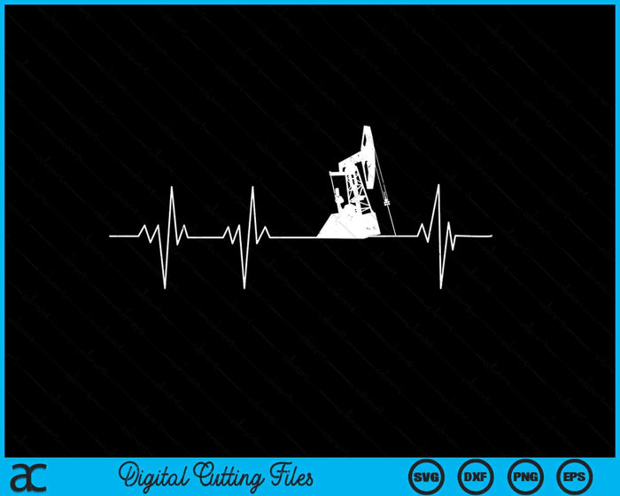 Oilfield Worker Heartbeat EKG Pulse Oil Rig American Gas SVG PNG Digital Printable Files