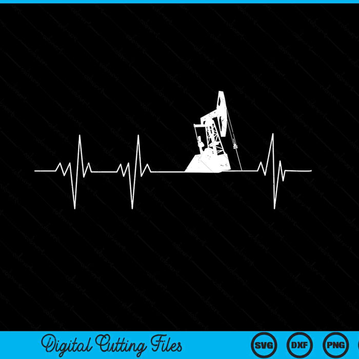 Oilfield Worker Heartbeat EKG Pulse Oil Rig American Gas SVG PNG Digital Printable Files