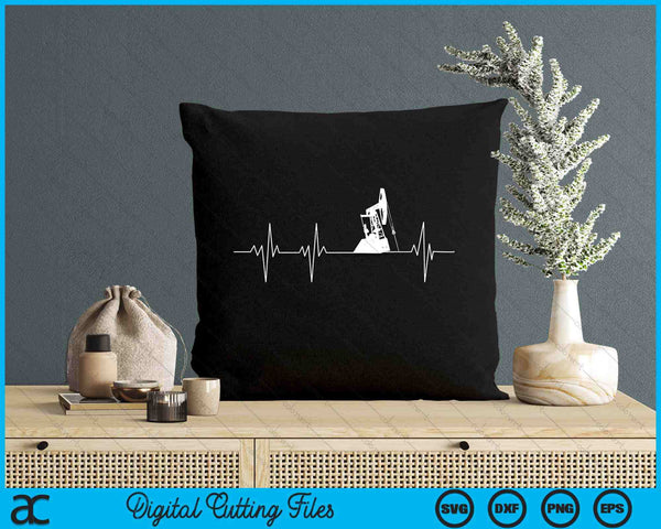 Oilfield Worker Heartbeat EKG Pulse Oil Rig American Gas SVG PNG Digital Printable Files