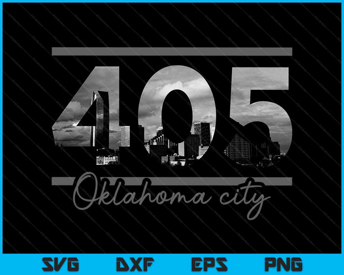 Oklahoma City 405 Código de área Skyline Oklahoma Vintage SVG PNG Cortar archivos imprimibles