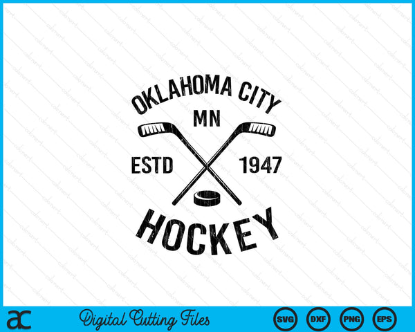 Oklahoma City Minnesota Ice Hockey Sticks Vintage Gift SVG PNG Digital Cutting Files
