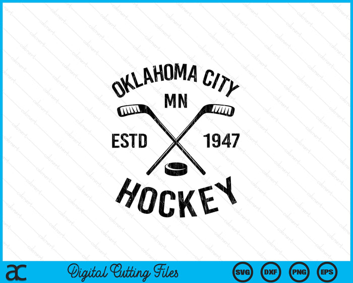 Oklahoma City Minnesota Ice Hockey Sticks Vintage Gift SVG PNG Digital Cutting Files