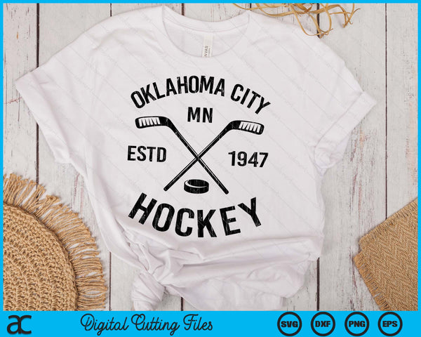 Oklahoma City Minnesota Ice Hockey Sticks Vintage Gift SVG PNG Digital Cutting Files