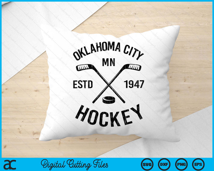 Oklahoma City Minnesota Ice Hockey Sticks Vintage Gift SVG PNG Digital Cutting Files