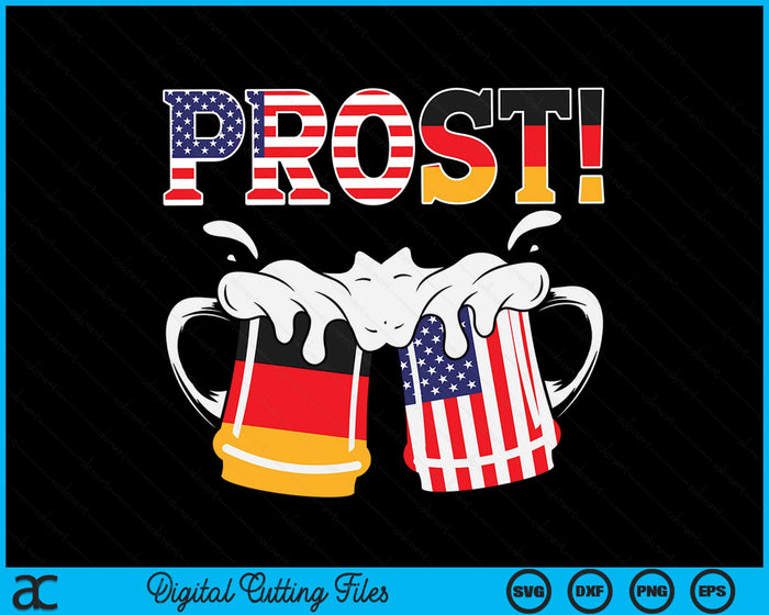 Oktoberfest US German Flag Mug Prost Bavarian SVG PNG Digital Cutting File