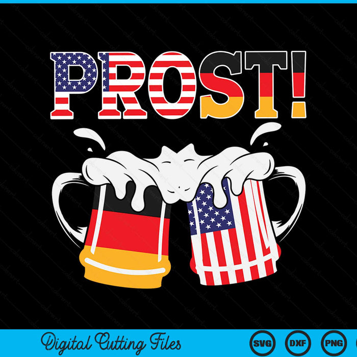 Oktoberfest US German flag mug prost Bavarian SVG cut file