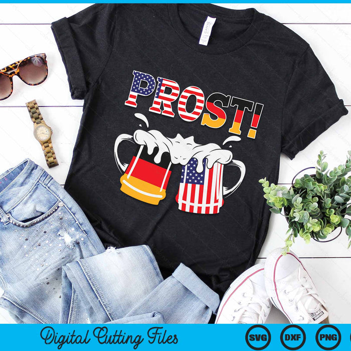 Oktoberfest US German Flag Mug Prost Bavarian SVG PNG Digital Cutting File