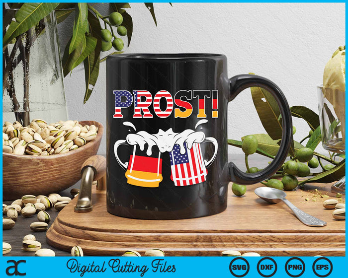 Oktoberfest US German Flag Mug Prost Bavarian SVG PNG Digital Cutting File