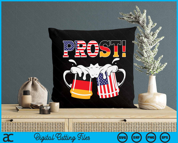 Oktoberfest US German Flag Mug Prost Bavarian SVG PNG Digital Cutting File