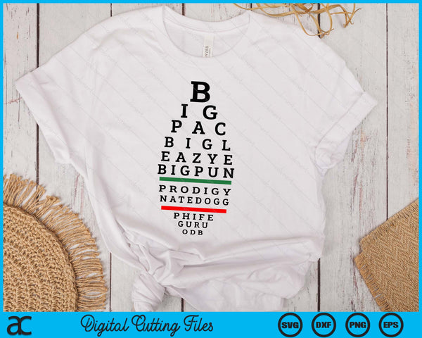 Old School Hip Hop Music Rap Legends Eye Chart 90s Hip-Hop SVG PNG Digital Printable Files
