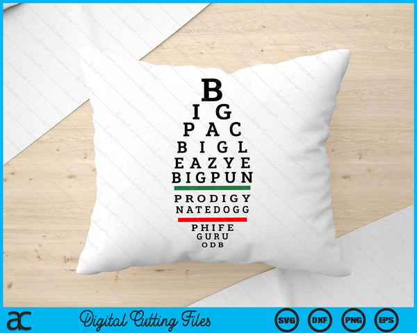 Old School Hip Hop Music Rap Legends Eye Chart 90s Hip-Hop SVG PNG Digital Printable Files
