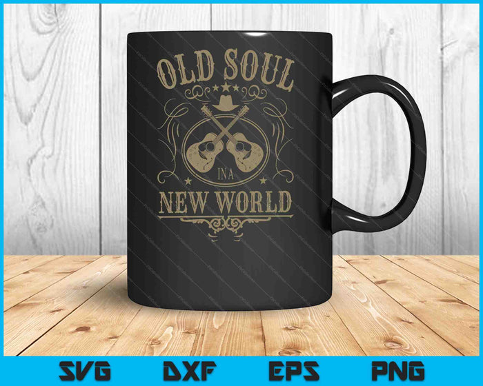 Old Soul in a New World Country Bluegrass Music Guitar Fan SVG PNG Digital Cutting Files