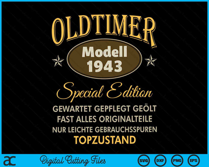 Oldtimer Modell 1943 Special Edition SVG PNG Digital Cutting Files