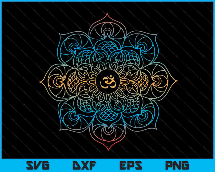 Om symbool Mandala bloem meditatie training yoga minnaar SVG PNG digitale snijbestanden