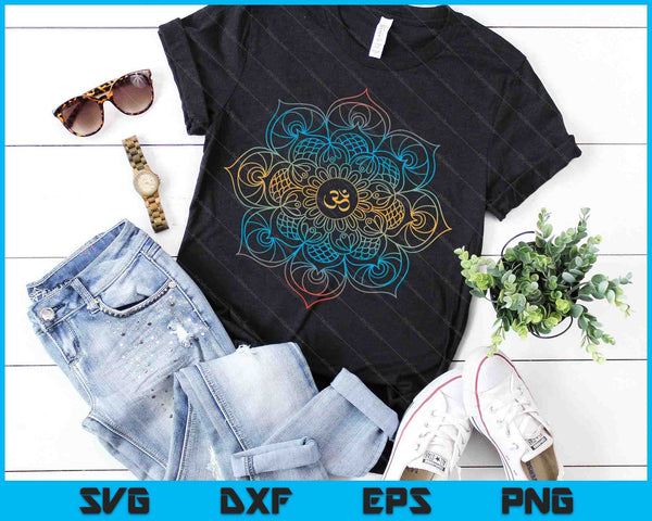 Om Symbol Mandala Flower Meditation Workout Yoga Lover SVG PNG Digital Cutting Files