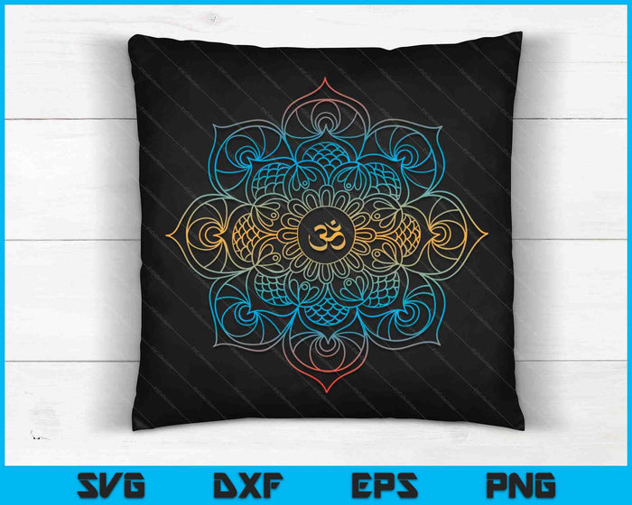 Om symbool Mandala bloem meditatie training yoga minnaar SVG PNG digitale snijbestanden