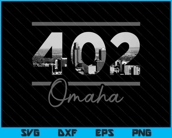 Omaha 402 Area Code Skyline Nebraska Vintage SVG PNG Cutting Printable Files