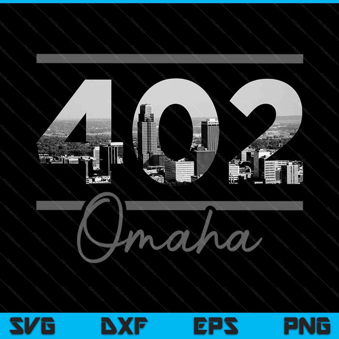 Omaha 402 Area Code Skyline Nebraska Vintage SVG PNG Cutting Printable Files