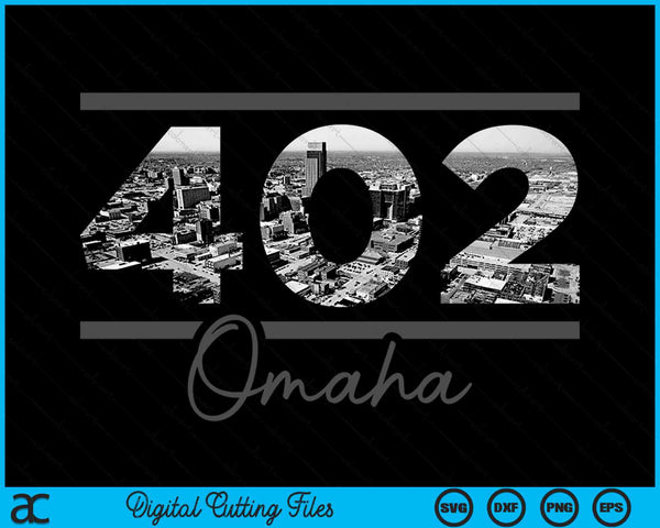 Omaha 402 Area Code Skyline Nebraska Vintage SVG PNG Digital Cutting Files