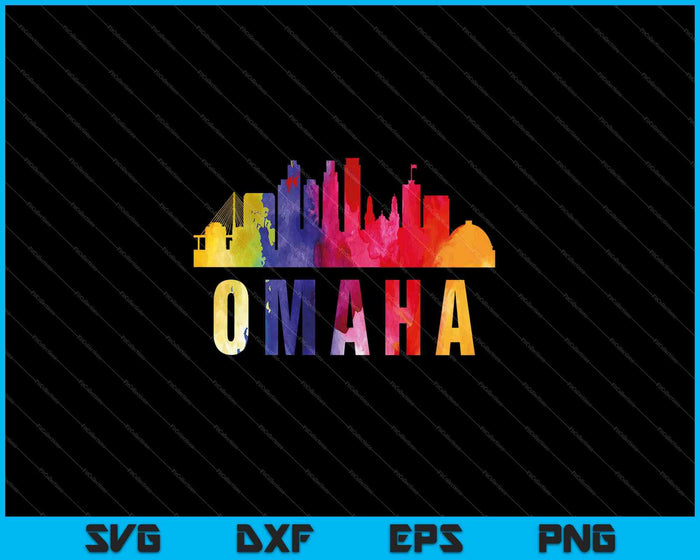 Omaha acuarela Skyline Home State souvenir SVG PNG cortando archivos imprimibles