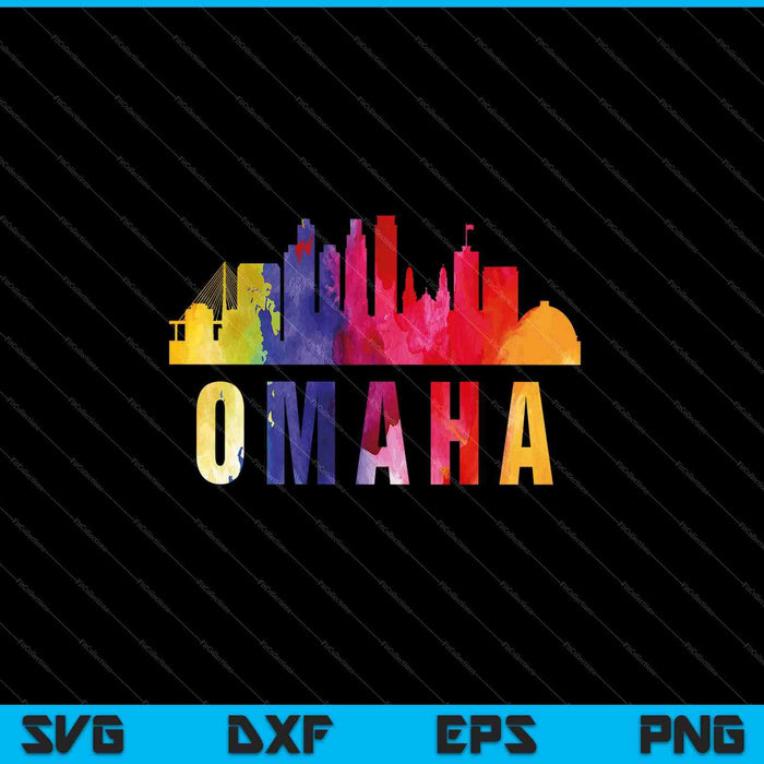 Omaha Watercolor Skyline Home State Souvenir SVG PNG Cutting Printable Files