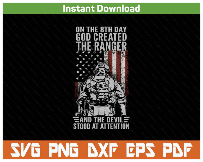 US Army Ranger Veteran American Flag SVG PNG Cutting Files