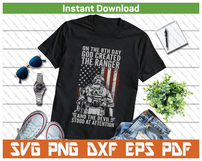 US Army Ranger Veteran American Flag SVG PNG Cutting Files