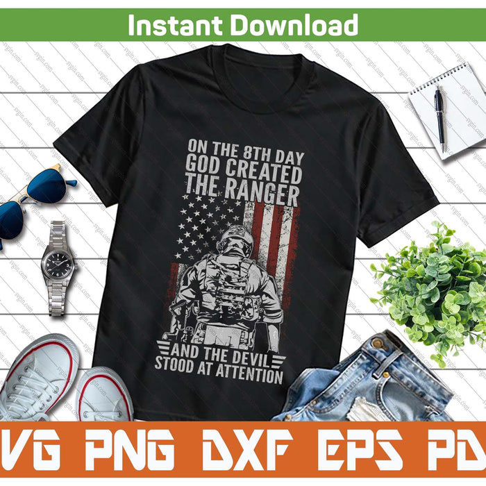 US Army Ranger Veteran American Flag SVG PNG Cutting Files