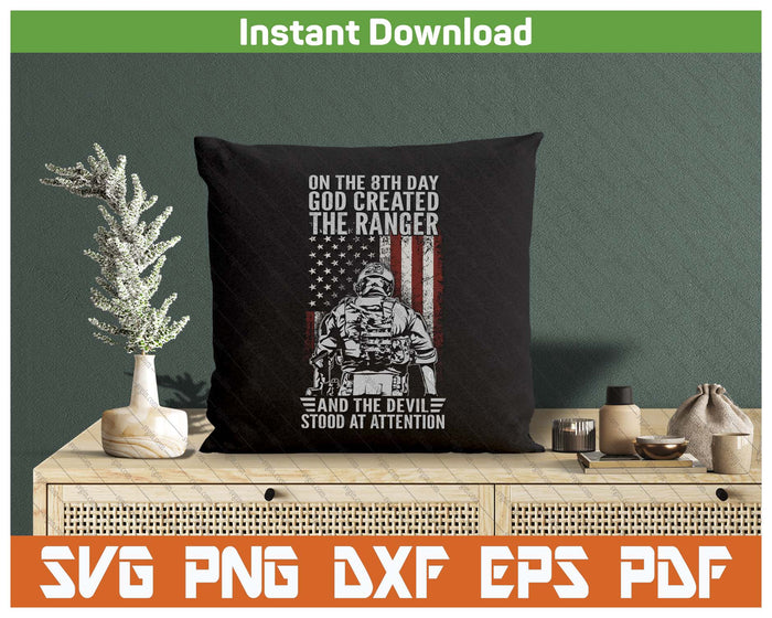 US Army Ranger Veteran American Flag SVG PNG Cutting Files
