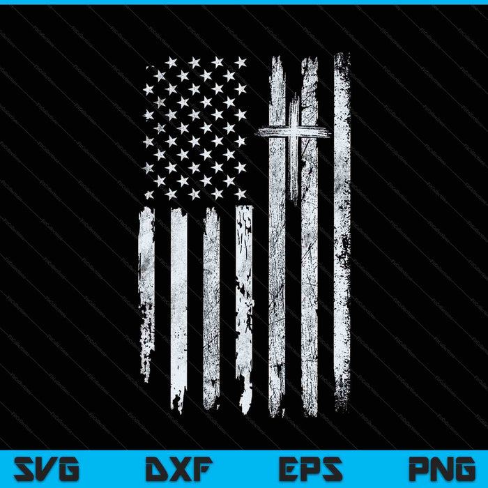 On Back American Flag Cross Us Christian Patriotic SVG PNG Digital Printable Files