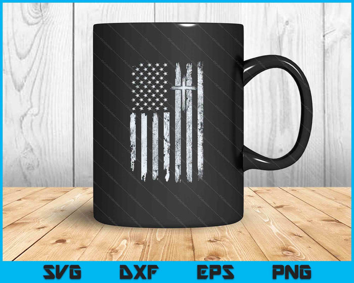 On Back American Flag Cross Us Christian Patriotic SVG PNG Digital Printable Files