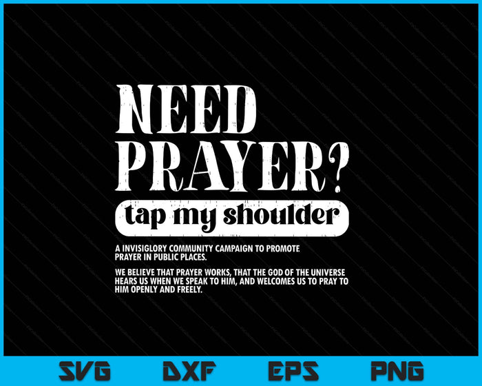 On Back Need Prayer Tap My Shoulder Christian Funny Saying SVG PNG Digital Printable Files