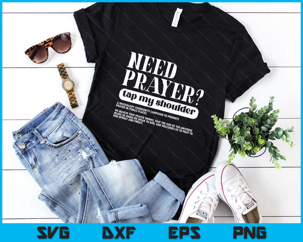 On Back Need Prayer Tap My Shoulder Christian Funny Saying SVG PNG Digital Printable Files