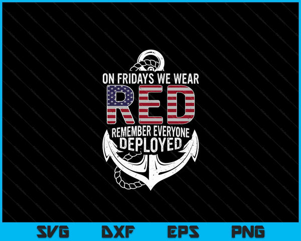On Fridays We Wear Red Friday Navy Gift Distressed SVG PNG Digital Cutting Files