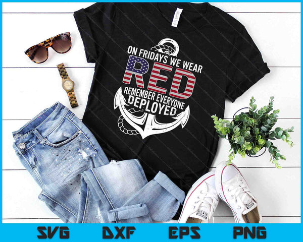 On Fridays We Wear Red Friday Navy Gift Distressed SVG PNG Digital Cutting Files