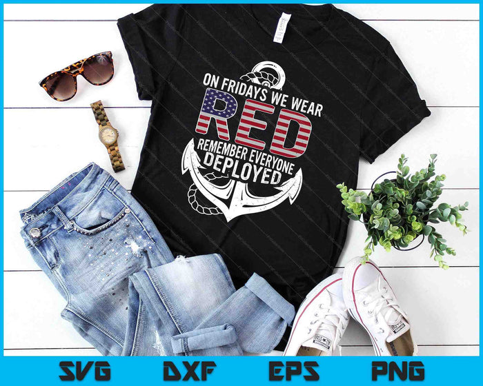 On Fridays We Wear Red Friday Navy Gift Distressed SVG PNG Digital Cutting Files