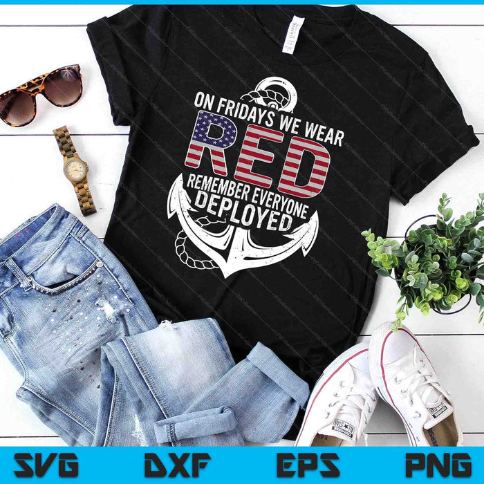 On Fridays We Wear Red Friday Navy Gift Distressed SVG PNG Digital Cutting Files