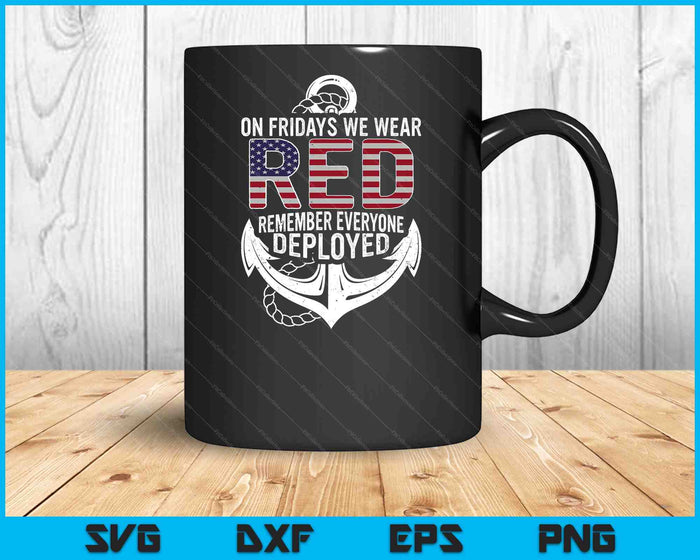 On Fridays We Wear Red Friday Navy Gift Distressed SVG PNG Digital Cutting Files