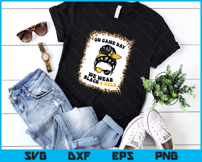 On Gameday Football We Wear Gold And Black Football Game Day SVG PNG Digital Printable Files