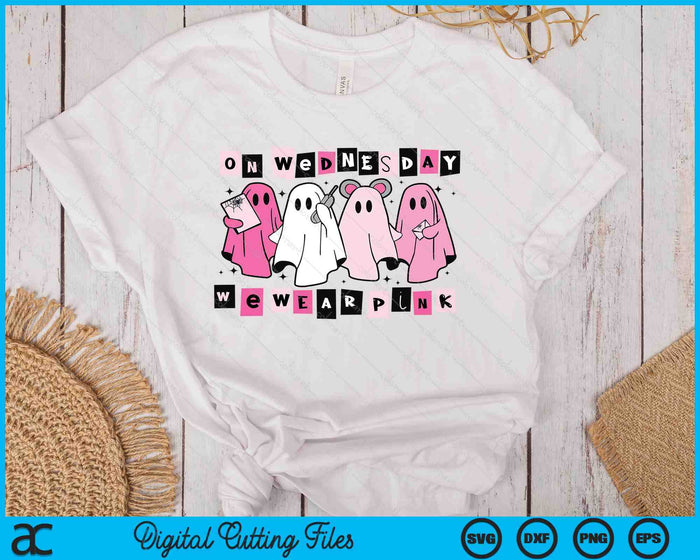 On Wednesday We Wear Cute Pink Ghost Halloween SVG PNG Digital Cutting Files