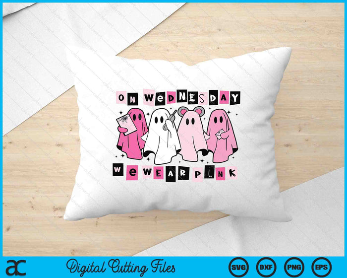 On Wednesday We Wear Cute Pink Ghost Halloween SVG PNG Digital Cutting Files