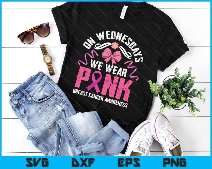 On Wednesday We Wear Pink Breast Cancer SVG PNG Digital Printable Files